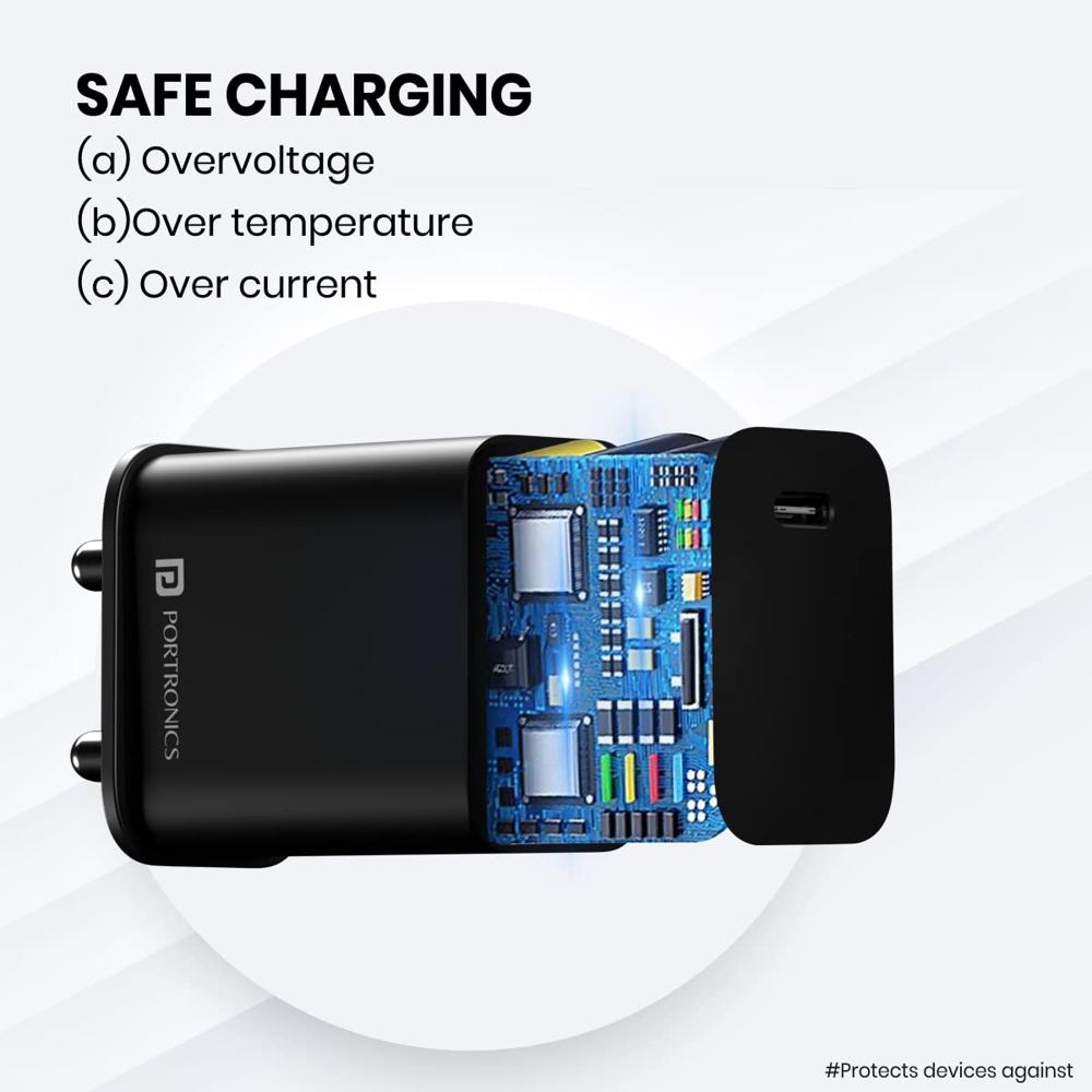 Portronics Adapto 20C Type C 20w Adapter for iPhone 14/14