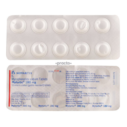 Myfortic 180mg Tablet (Mycophenolic Acid) for Organ Transplant Rejection Prevention