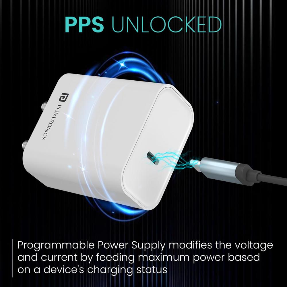 Portronics Adapto 25 25W Super Fast Type C PD Wall Charger for