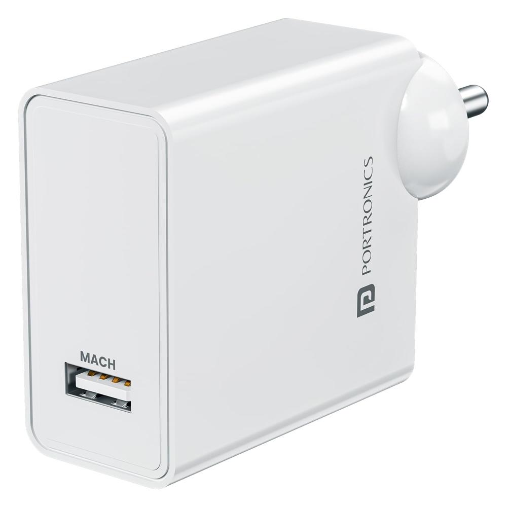 Portronics 25W Adapto 25A USB-A Fast Charging Adaptor, Fast Charging Protocols Like