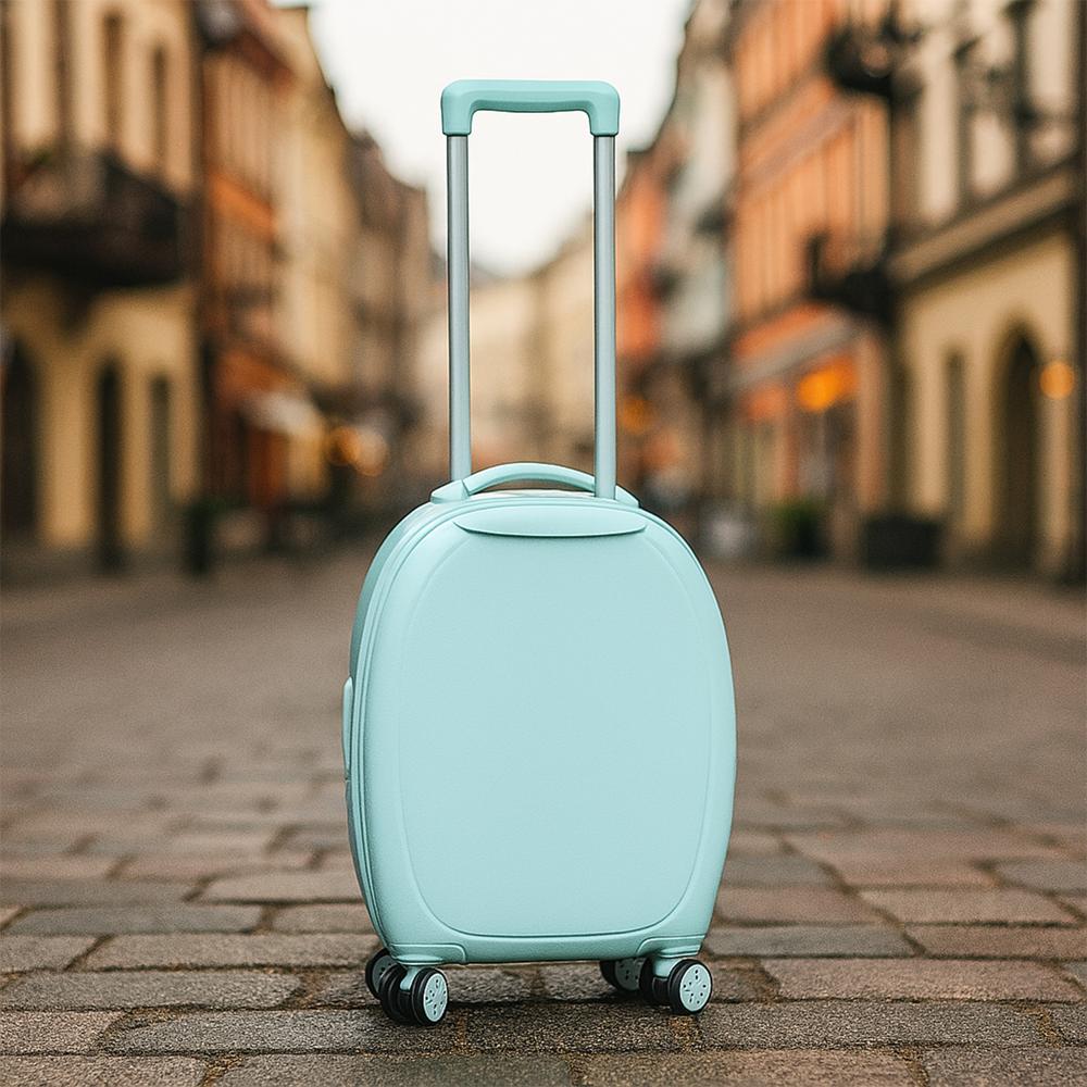 Suitcase For Kids, Girls Green Small Cabin Hard Cover Holiday Carry On Trolley with Extendable Handle, Children's Luggage, Trolley Rolling Luggage for Toddlers Men Woman (Mix Color)
