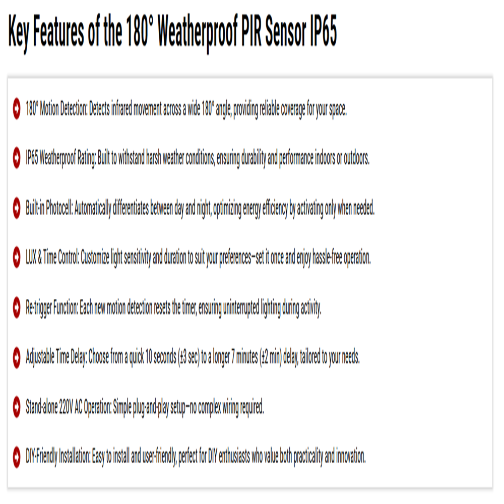 Weather Proof Pir Sensor 180 Degree - Accuracy: High Sensitivity For Motion Detection %