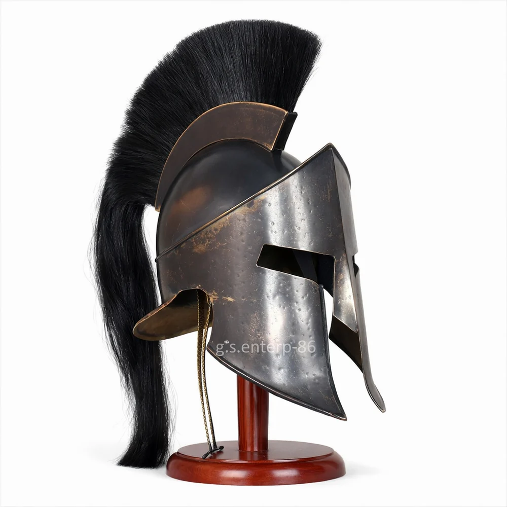 Greek Spartan 300 Roman Helmet Black Antique Medieval Armour Helmet Adult Size