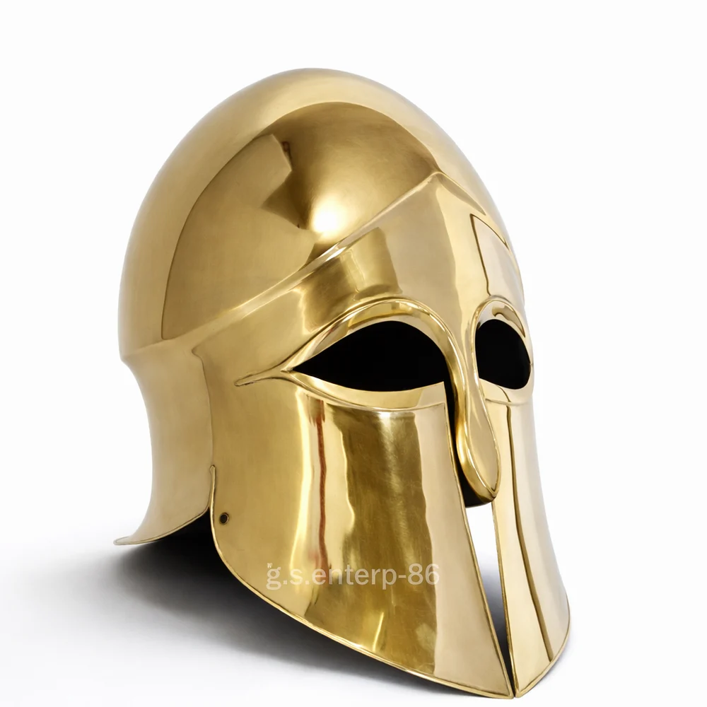 Brass Spartan Helmet - Polished Greek Corinthian Medieval Warrior Armor Helmet