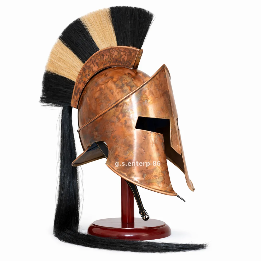 Medieval Armour Greek Spartan 300 Antique Finish Warrior Helmet for LARP Costume
