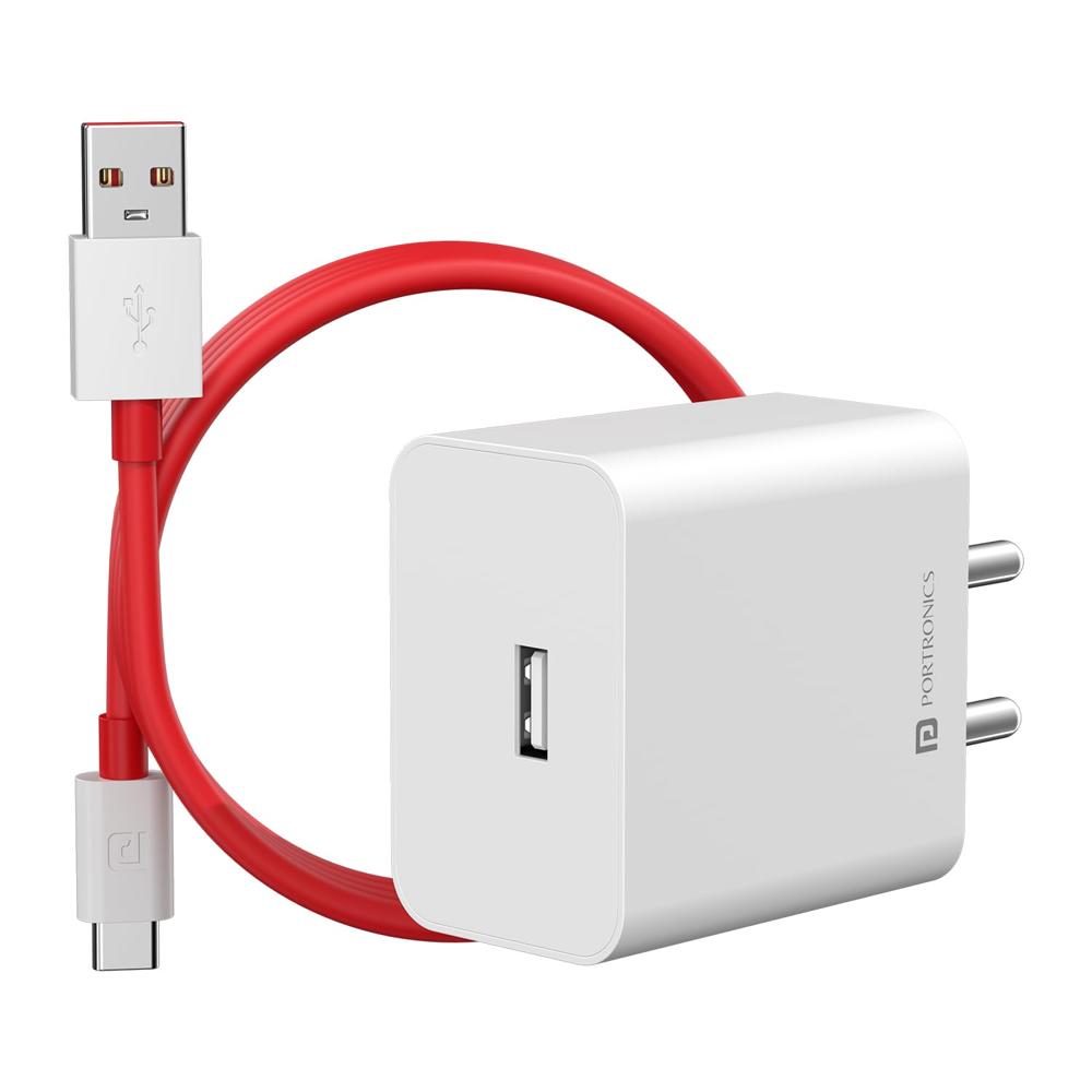 Portronics 35w Adapto 35a Usb-a Fast Charging Adaptor With 1m Charging Cable, - Color: White
