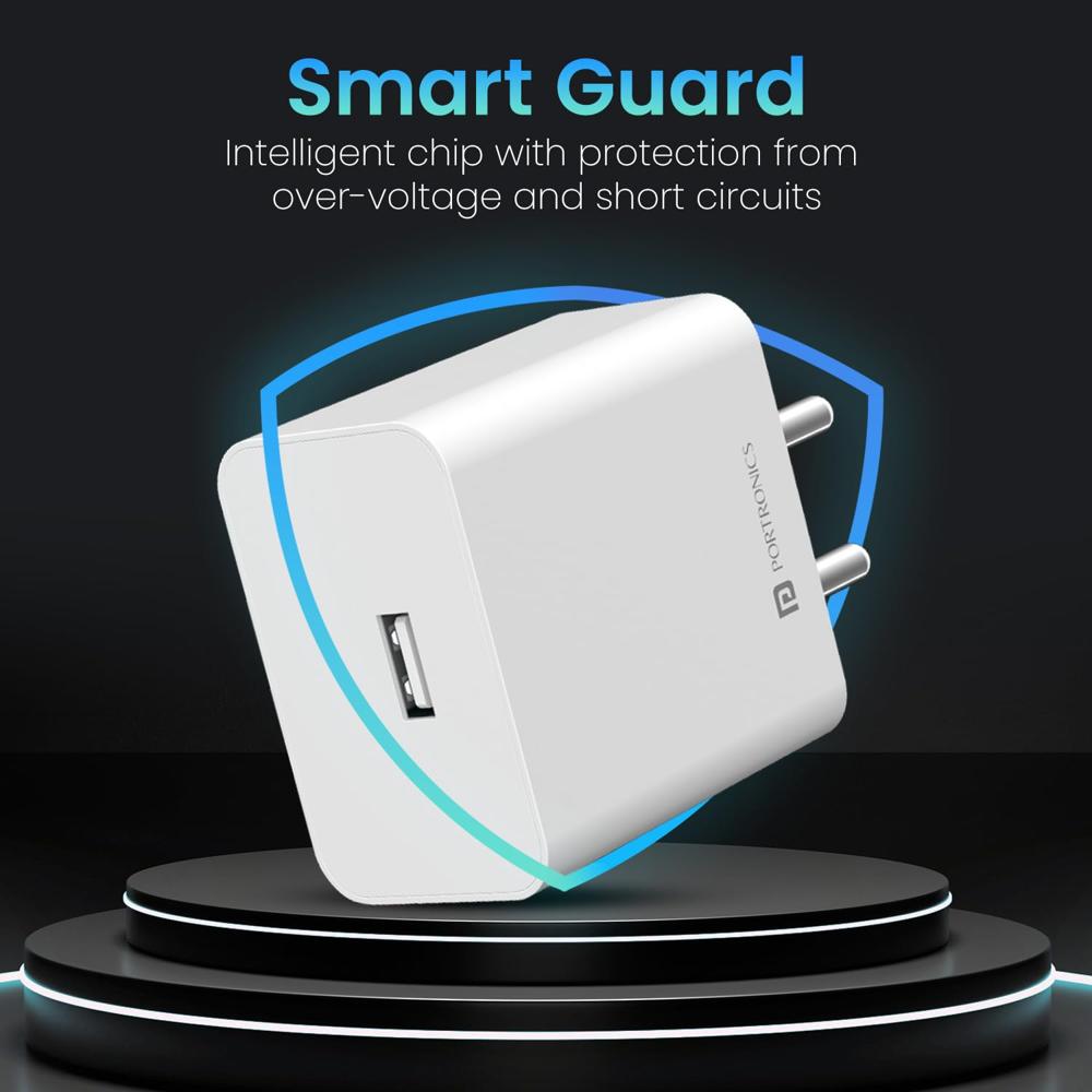Portronics 35W Adapto 35A USB-A Fast Charging Adaptor with 1M Charging Cable,