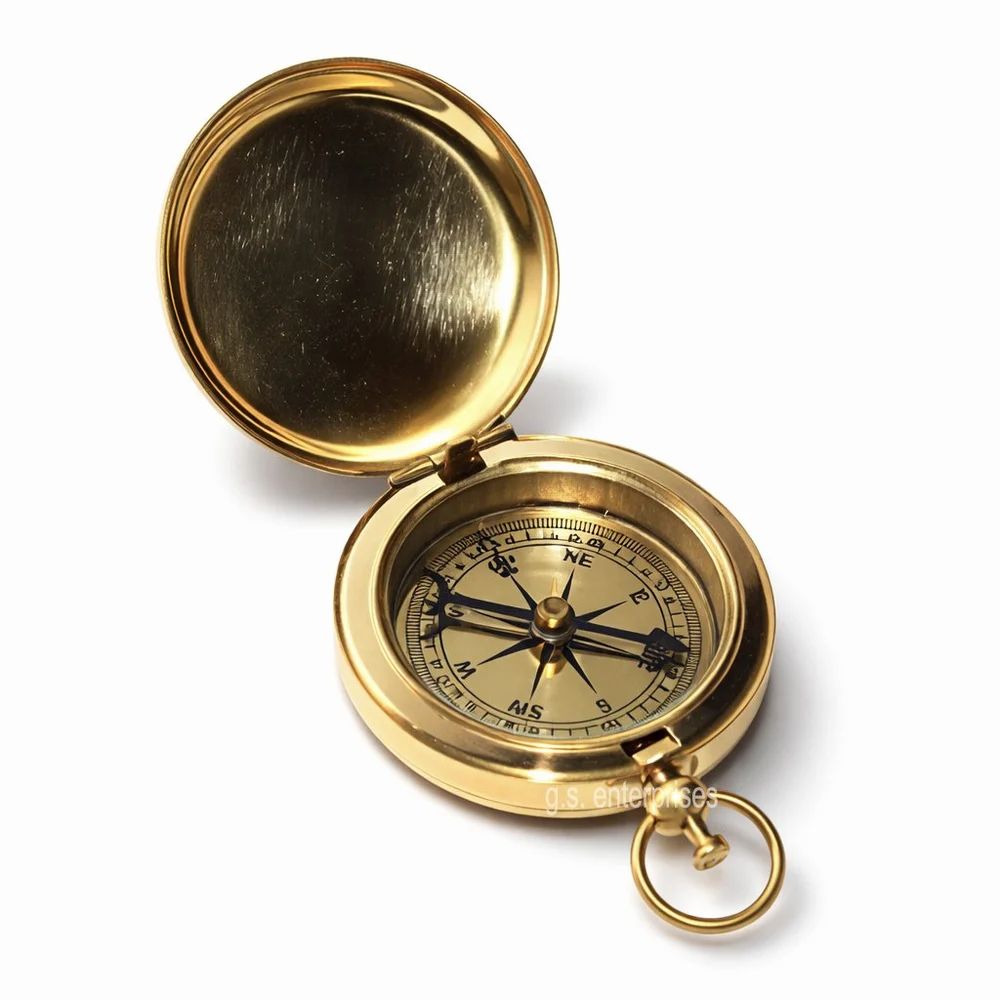 Push Button Pocket Compass 1.5 inch Antique Vintage Nautical Style