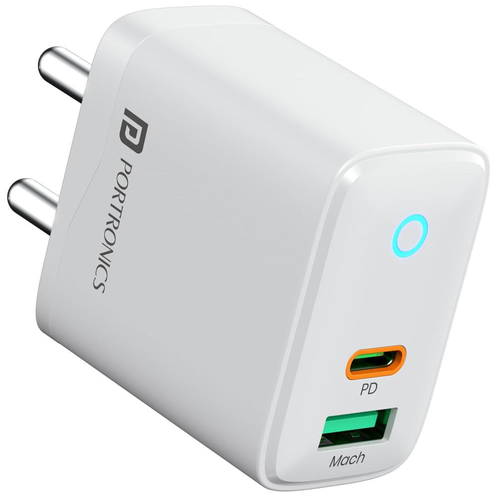 Portronics 35w Adapto 35b Dual Port Fast Charging Adaptor With - Color: White