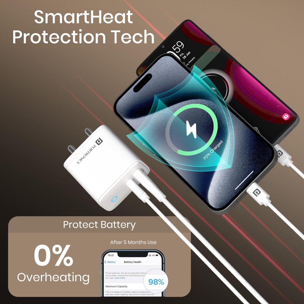 Portronics 35W Adapto 35B Dual Port Fast Charging Adaptor with