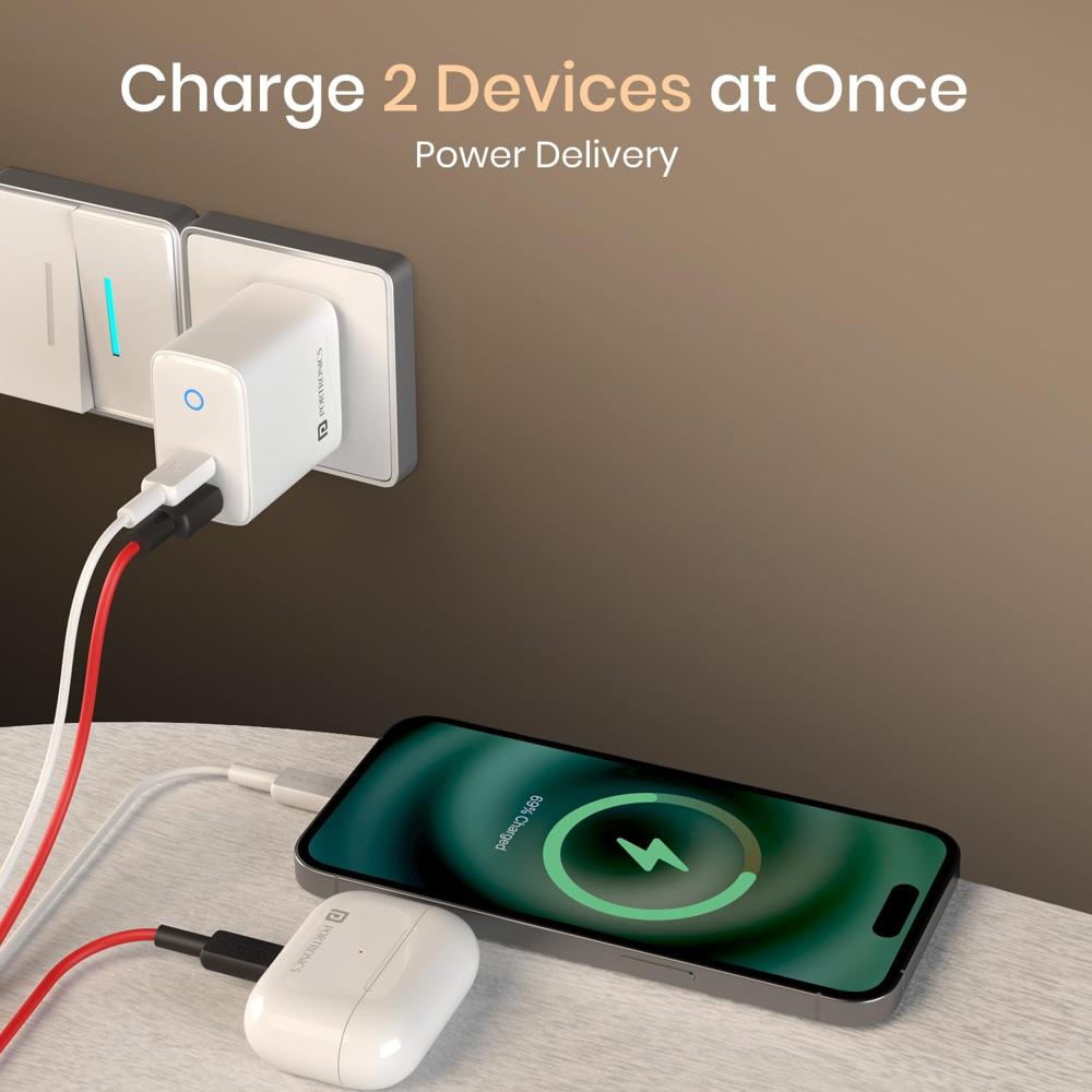 Portronics 35W Adapto 35B Dual Port Fast Charging Adaptor with