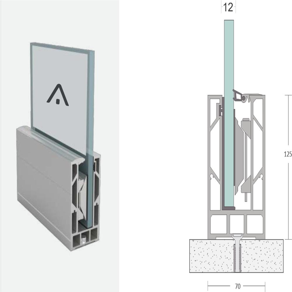 Aluminum Railing 70x125 mm Railing