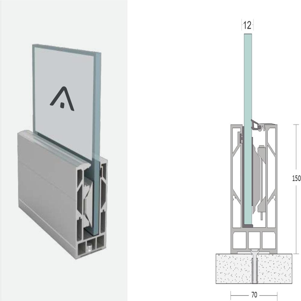 Aluminum Railing 150x70 mm Profile