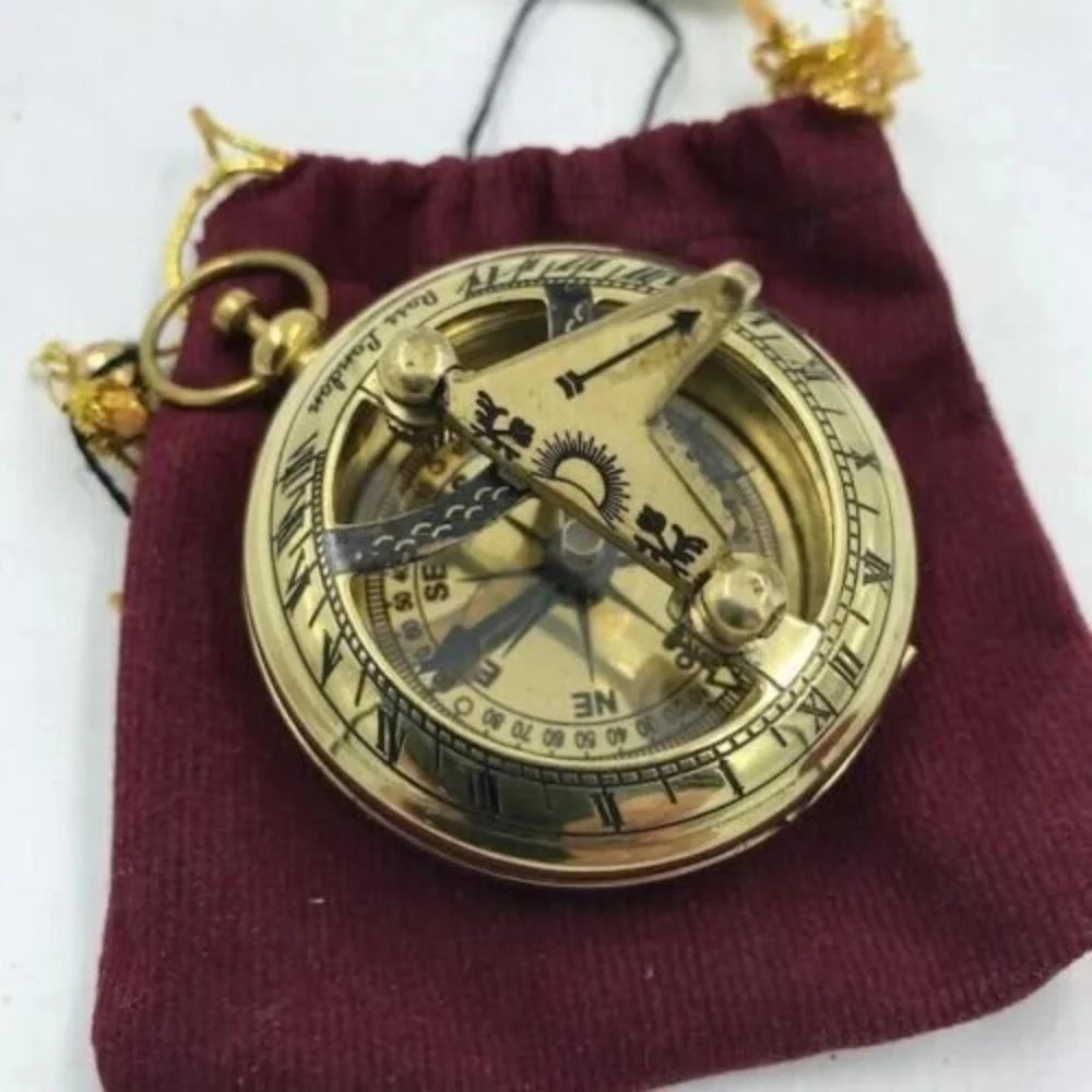 2 Inch Brass Nautical Antique Sundial Compass