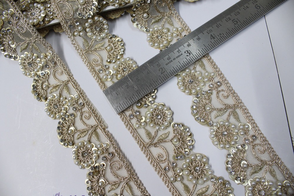 Fancy Stone Handwork Lace