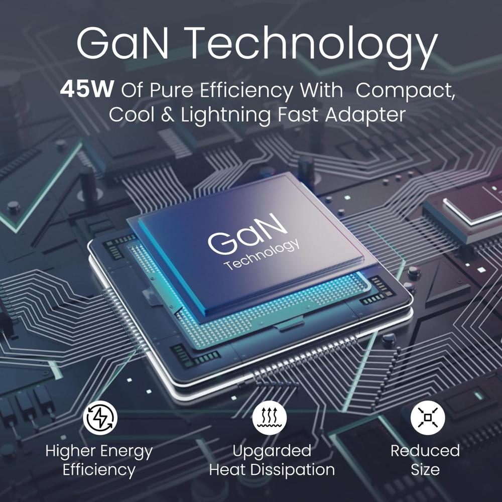 Portronics 45W Adapto 45C Type C SuperFast Charger Adaptor with Type C Cable, Best for