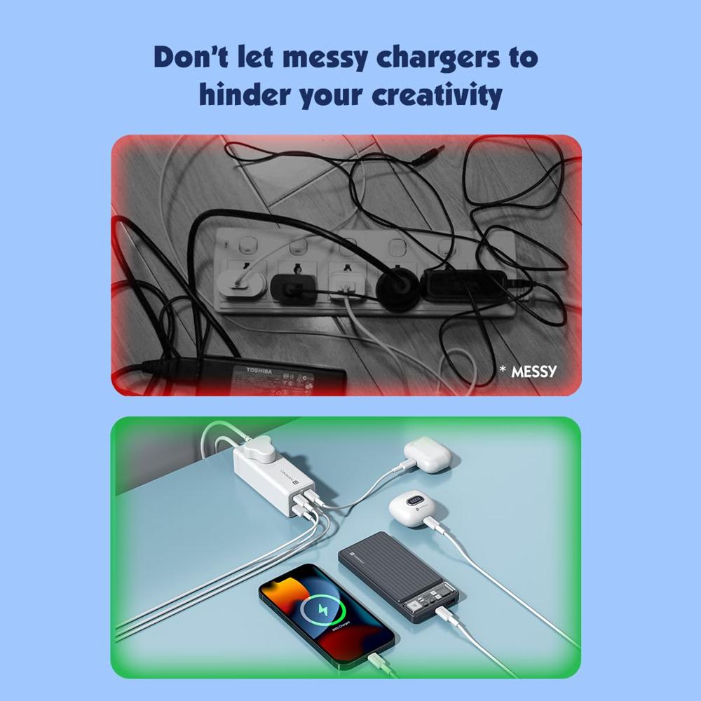 Portronics Adapto Volt 65 65W High Speed 5-in-1 Power Strip