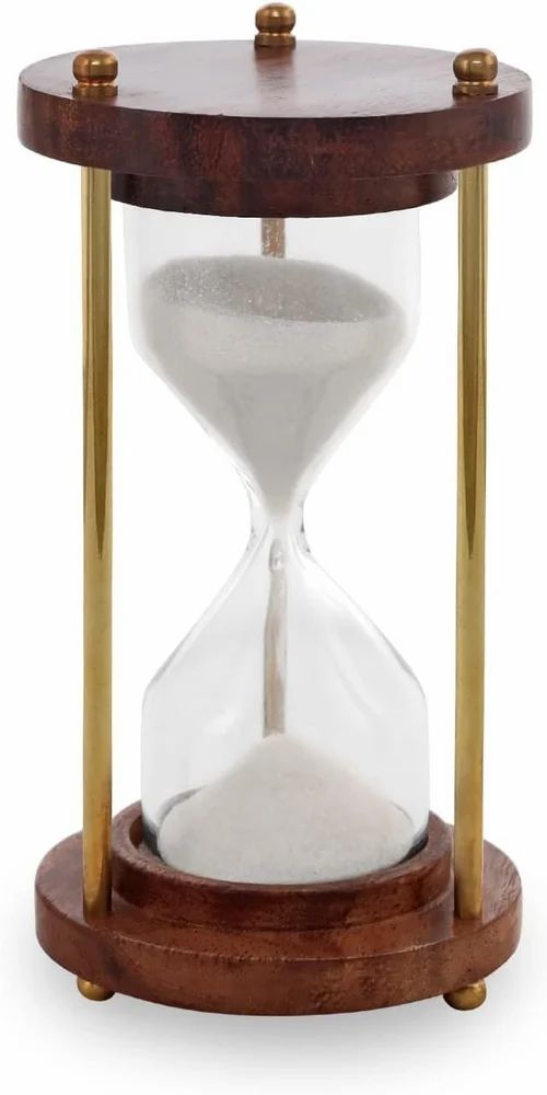 Engraved Nauticals Wooden Brass Hourglass 4 inches 1 Minute Sand Timer