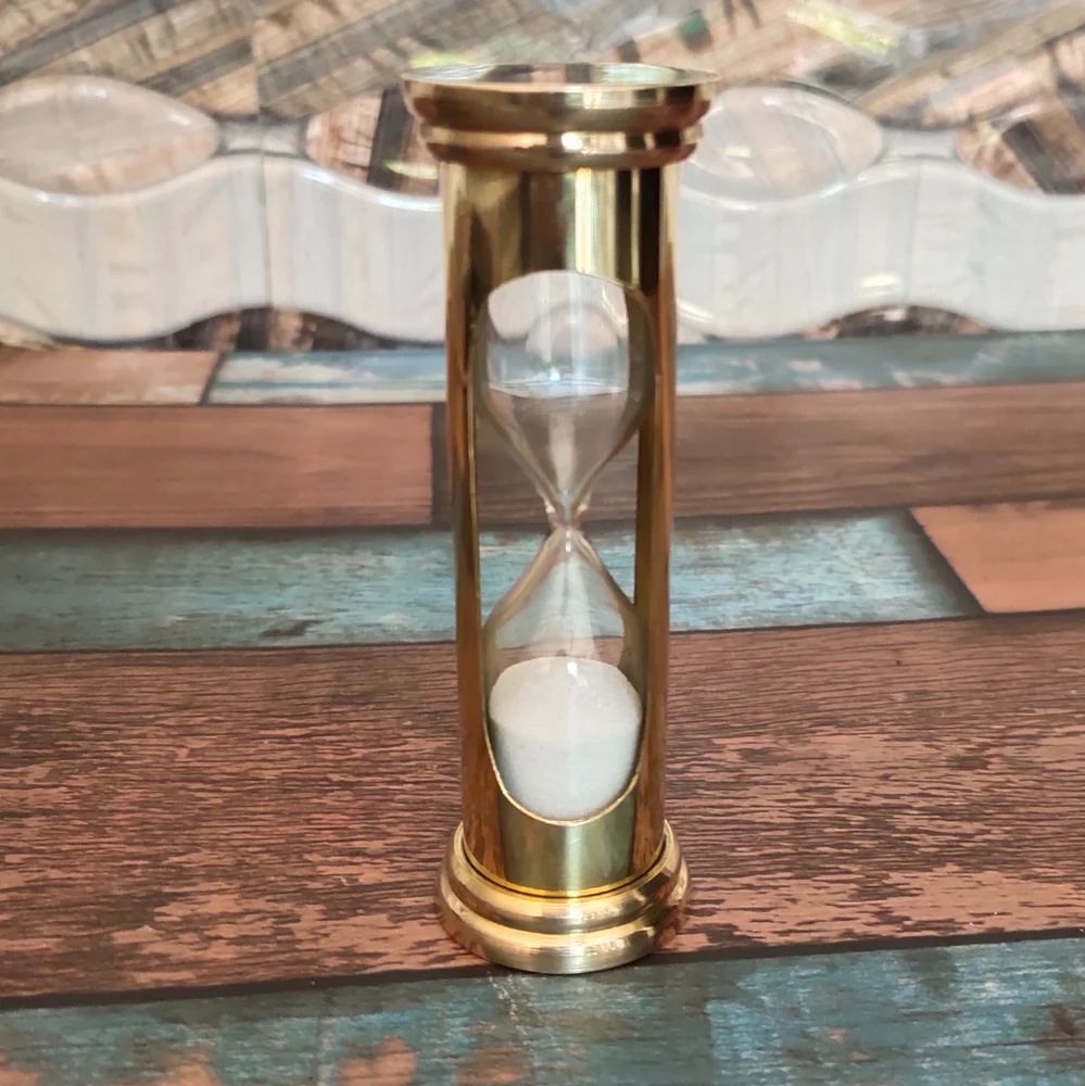 Antique Nautical 4'' Brass Polish Desktop Sand Timer