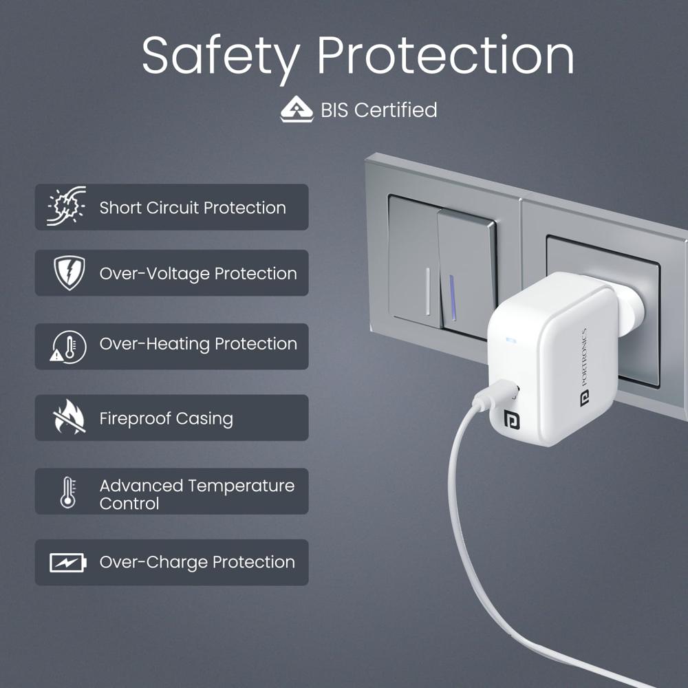 Portronics Adapto 65C 65W Type C PD Super Fast Charger Adaptor