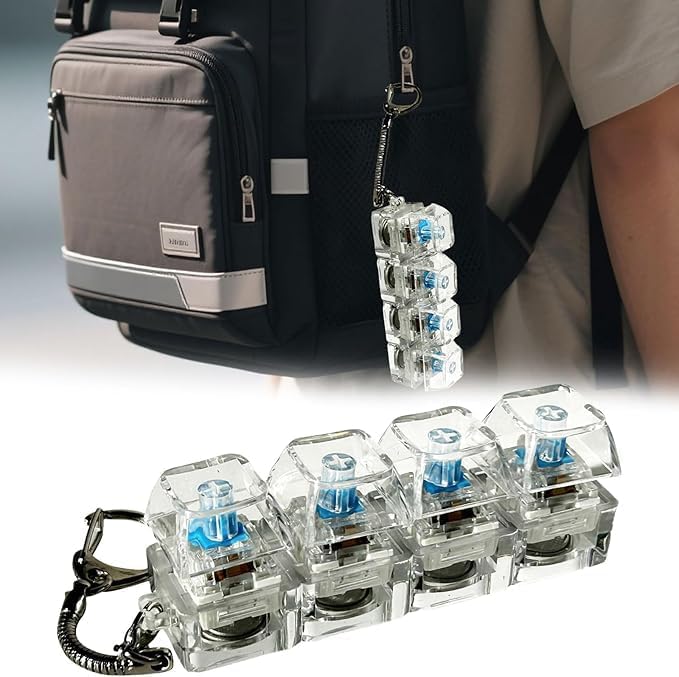 LED Keyboard Fidget Keychain  Mini Mechanical Click Fun