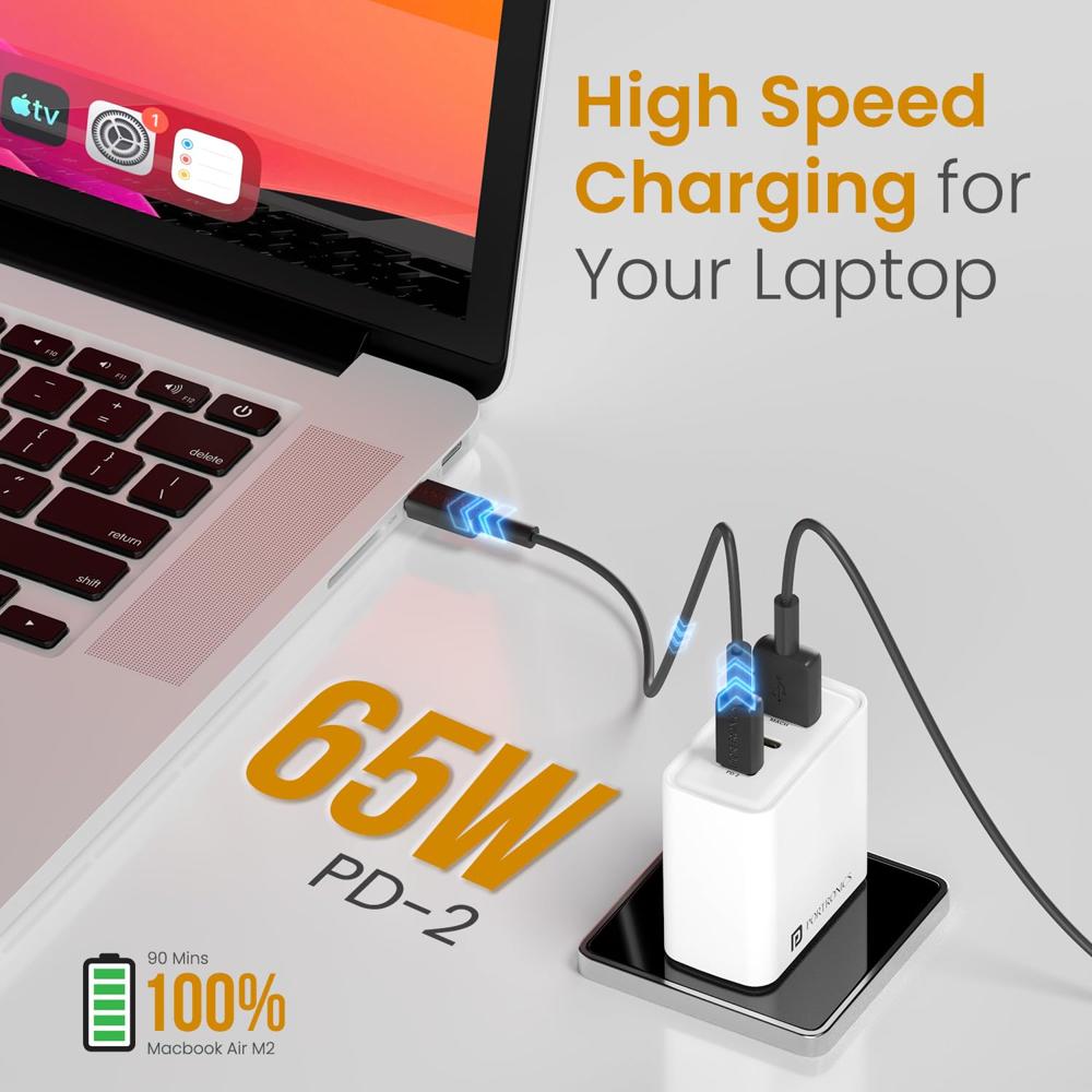 Portronics 65W Adapto 65M Triple Port Fast Charging Laptop