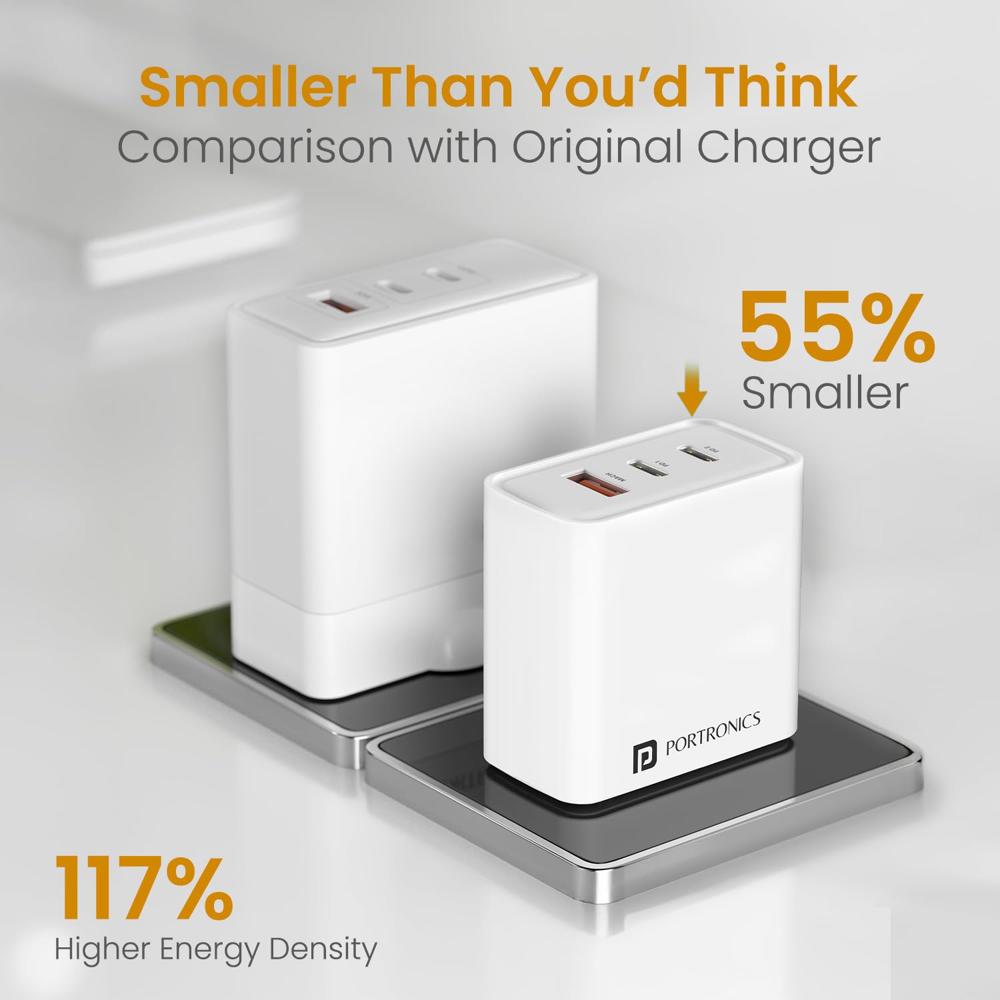Portronics 65W Adapto 65M Triple Port Fast Charging Laptop