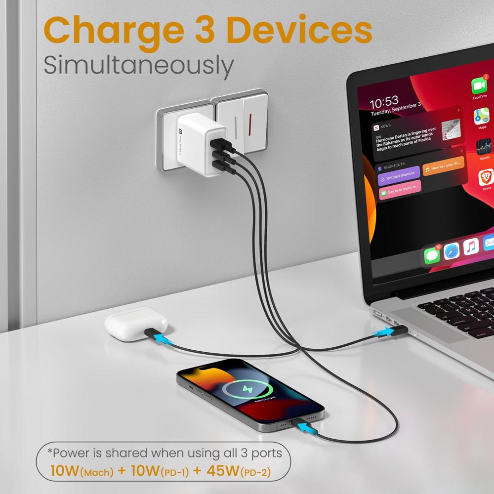 Portronics 65W Adapto 65M Triple Port Fast Charging Laptop