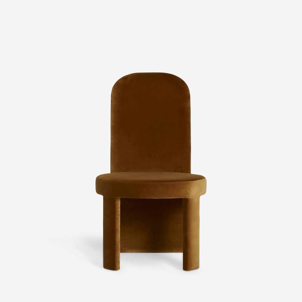 Wooden Arch Dining Chair - Fabric Upholstered