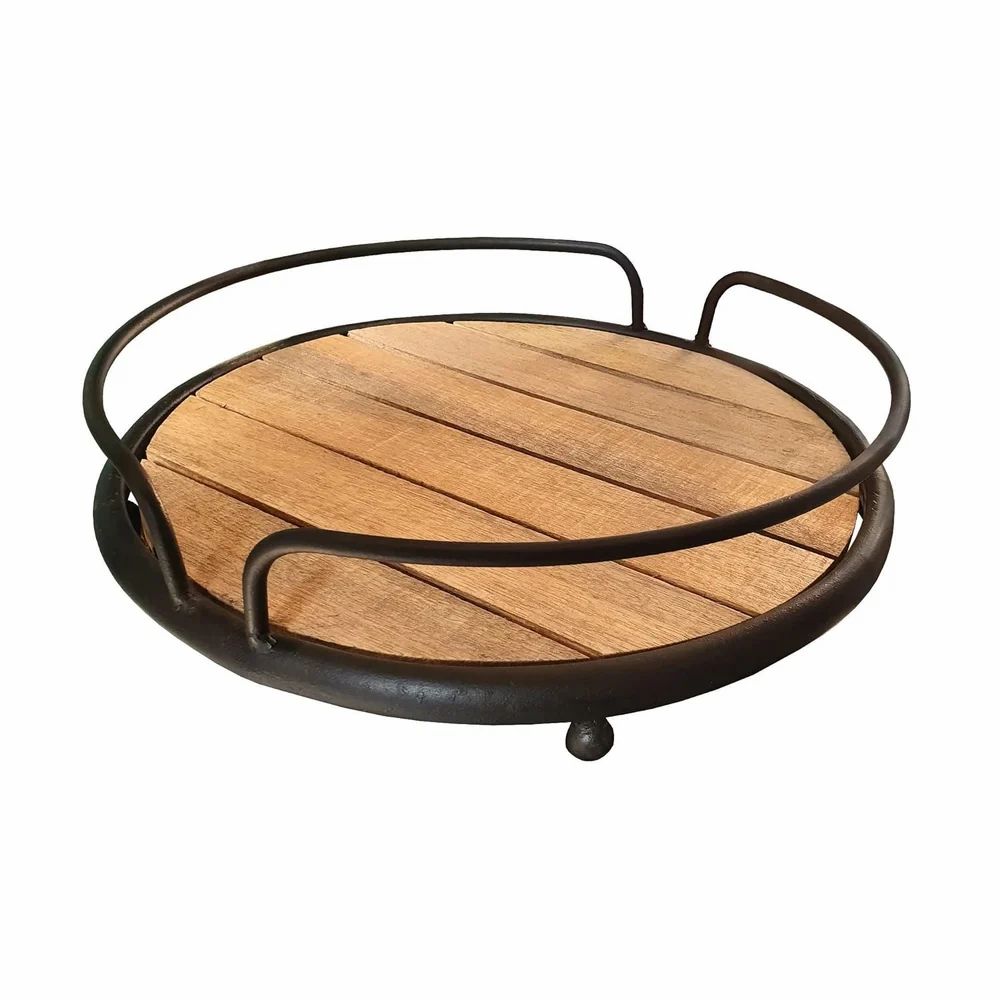 Round Wood Plank Serving Tray