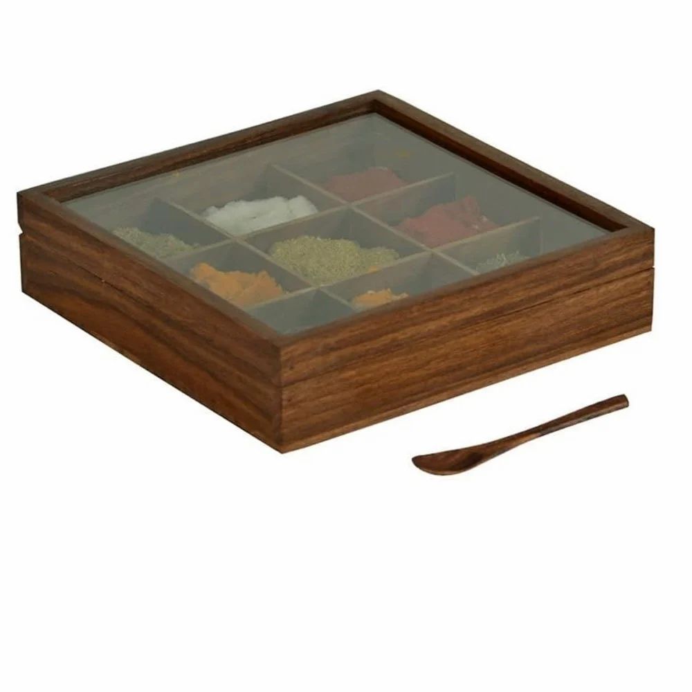 Wooden Masala Dabba Indian Spice Box