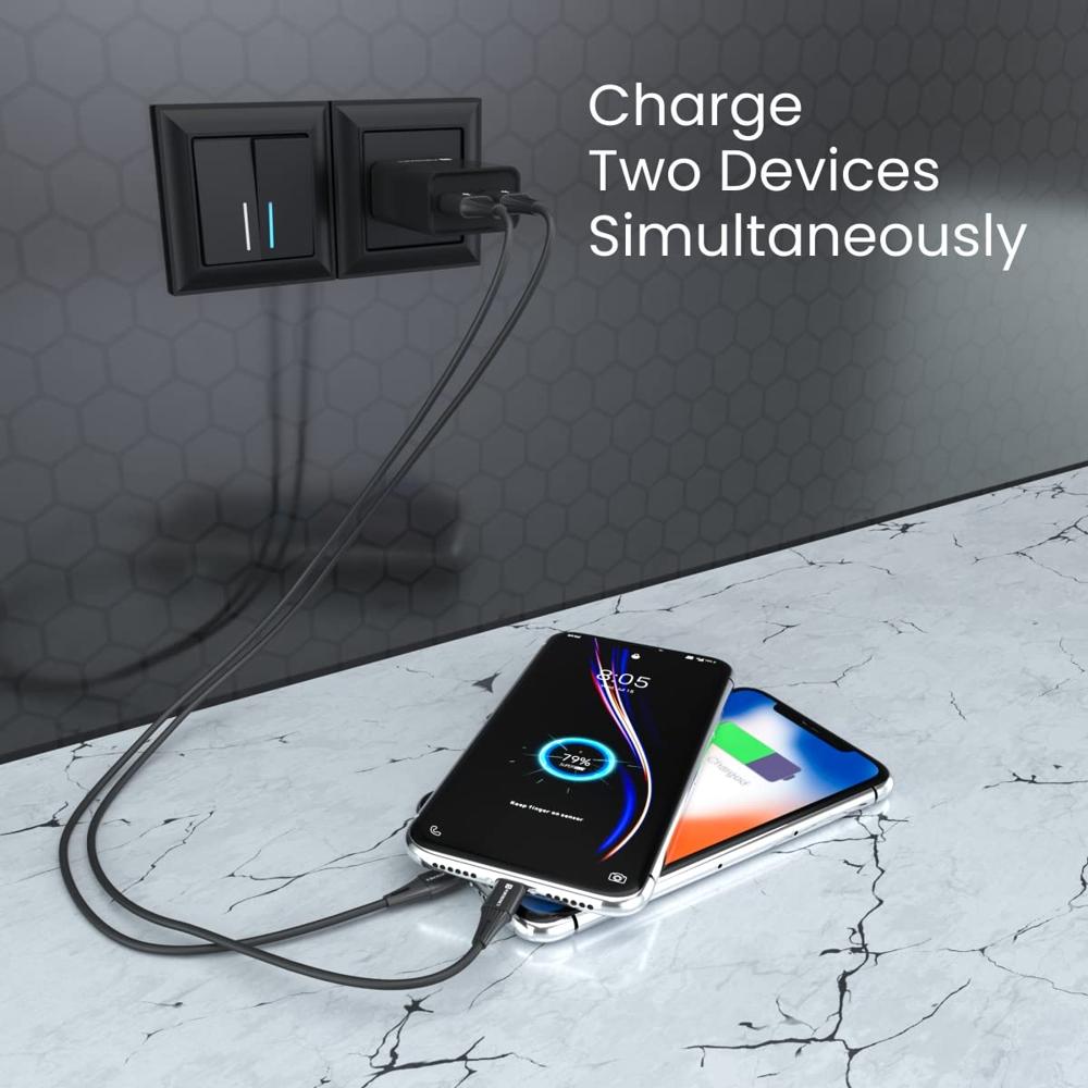 Portronics Adapto 66 2.4A 12w Dual USB Port 5V/2.4A Wall