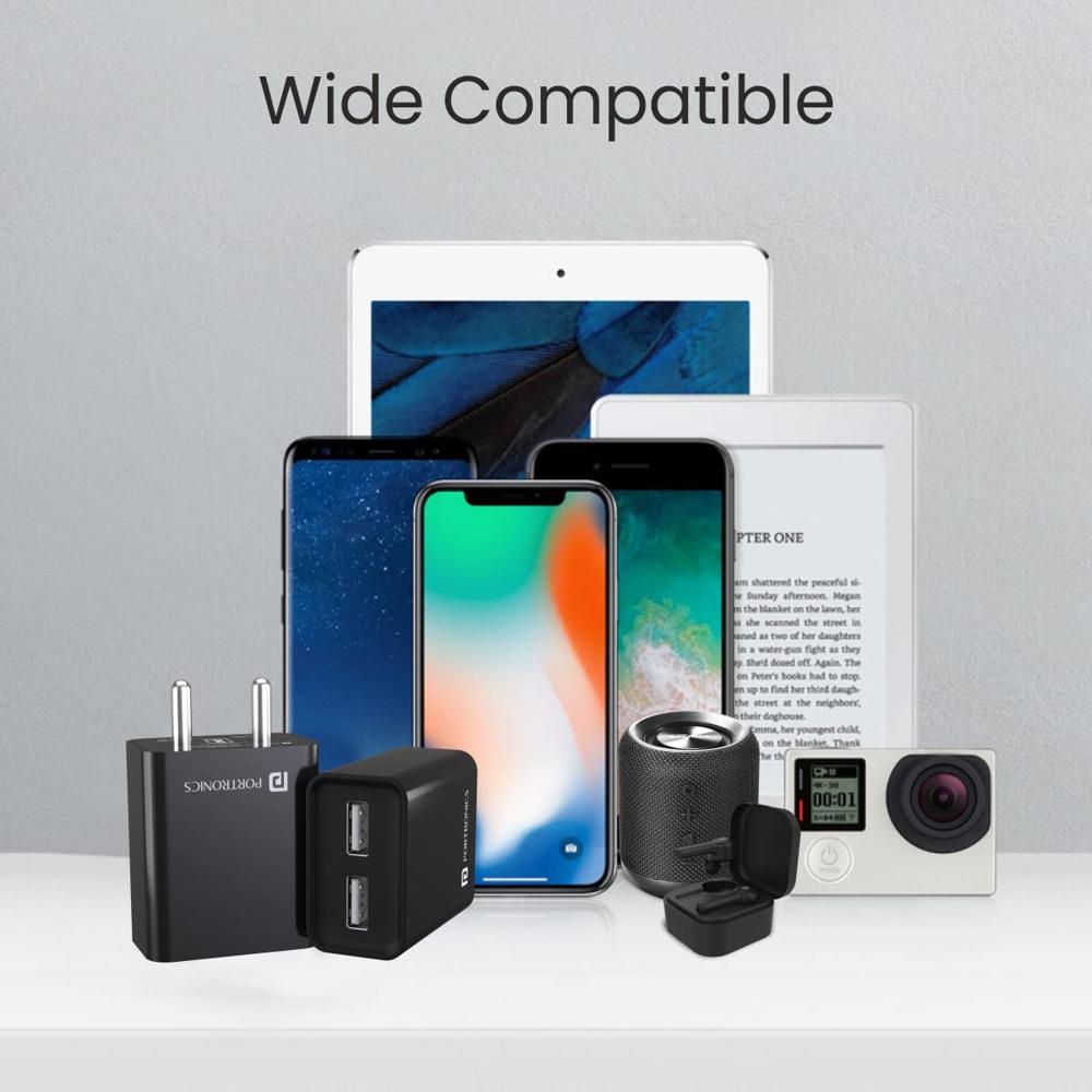 Portronics Adapto 66 2.4A 12w Dual USB Port 5V/2.4A Wall