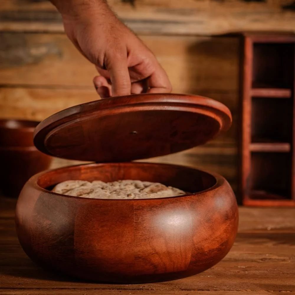 Handcrafted Premium Mahogany Finish Roti Casserole