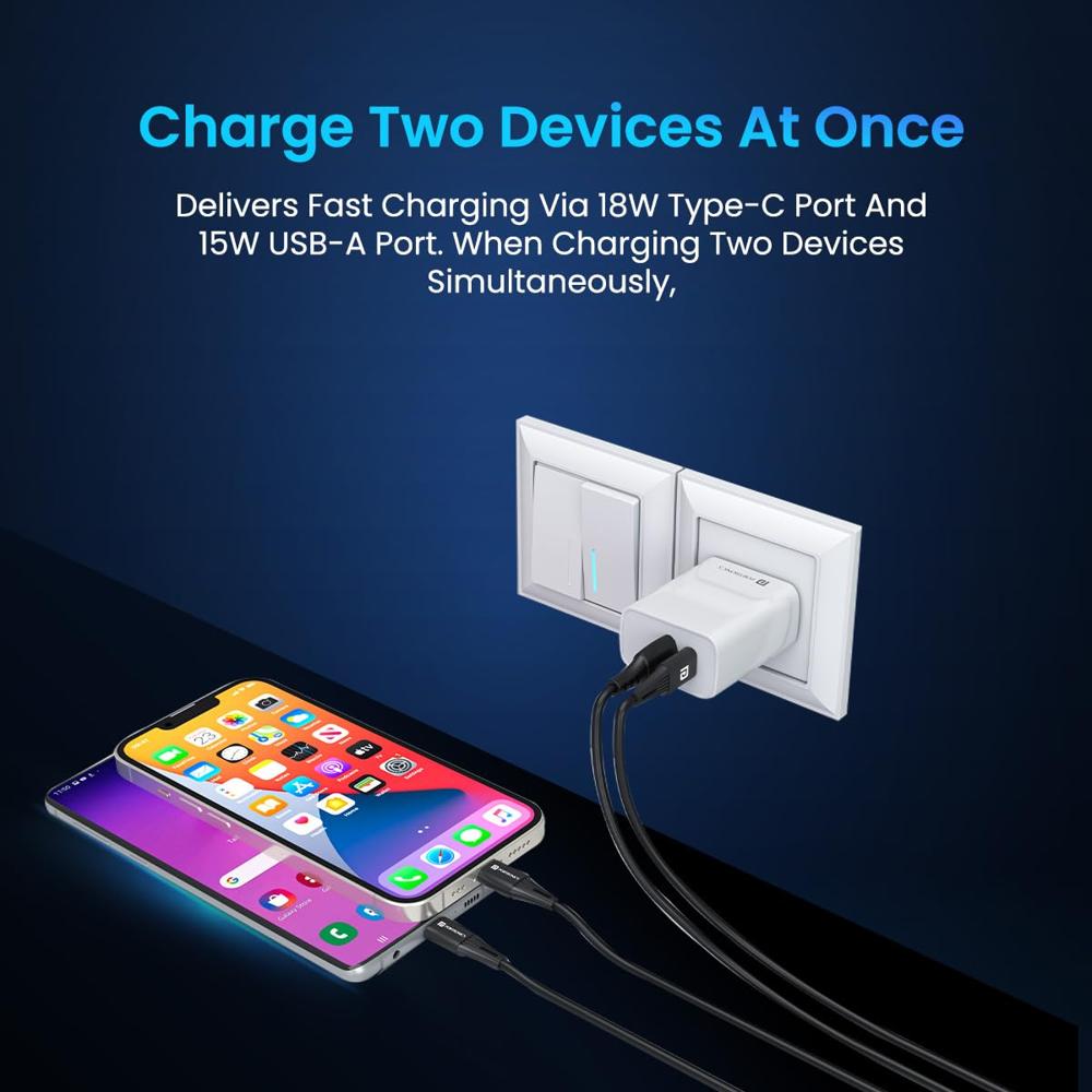 Portronics Adapto 70 33W Fast Charger Adapter with Dual Output