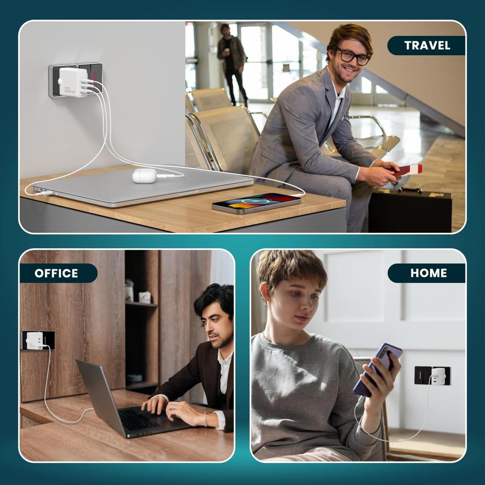 Portronics 100W Adapto 100 GaN Fast Charging Triple Port Adaptor