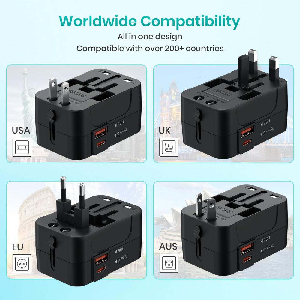Portronics Juicemate Universal Travel Adapter with 20W Type C PD & 18W