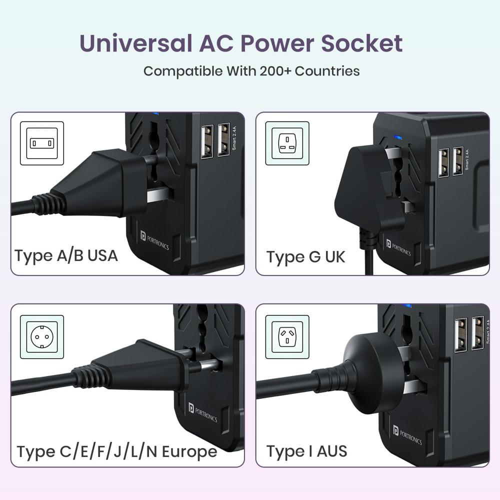 Portronics Juicemate 2 Universal Travel Adapter with 12W