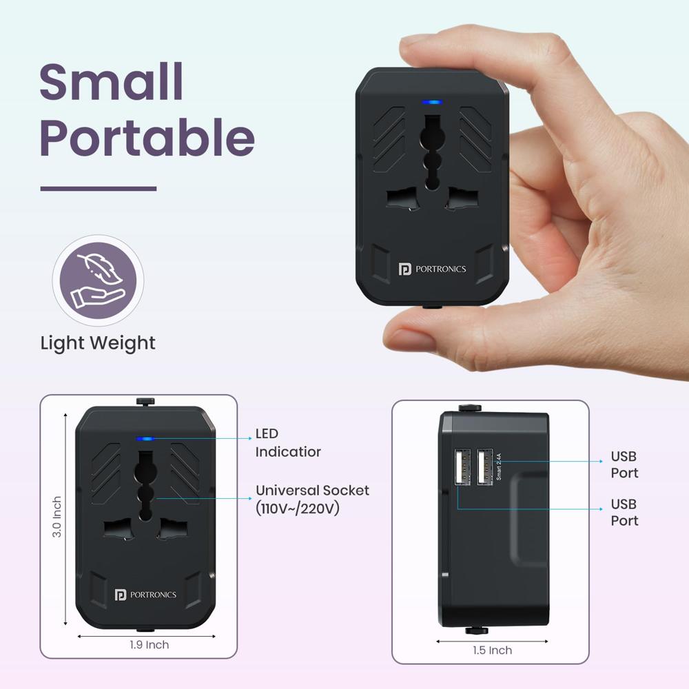 Portronics Juicemate 2 Universal Travel Adapter with 12W