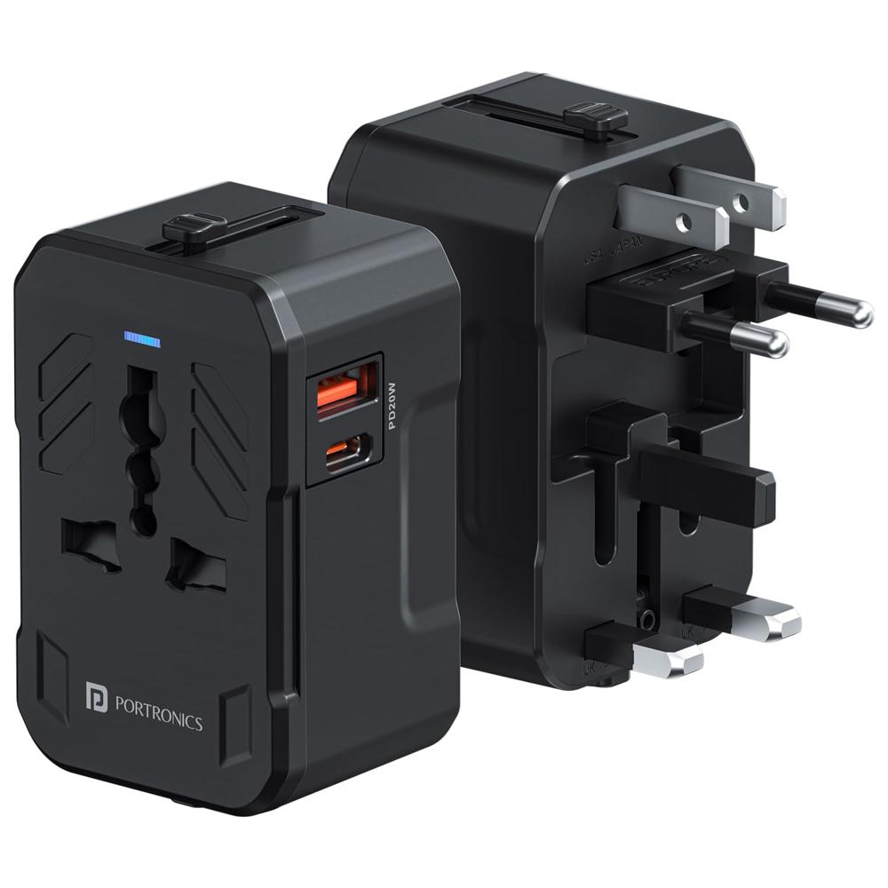 Portronics Juicemate 4 Universal Travel Adapter with 20W Type C PD & 18W