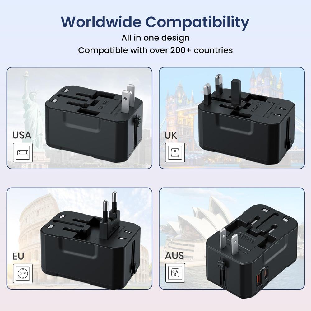 Portronics Juicemate 4 Universal Travel Adapter with 20W Type C PD & 18W