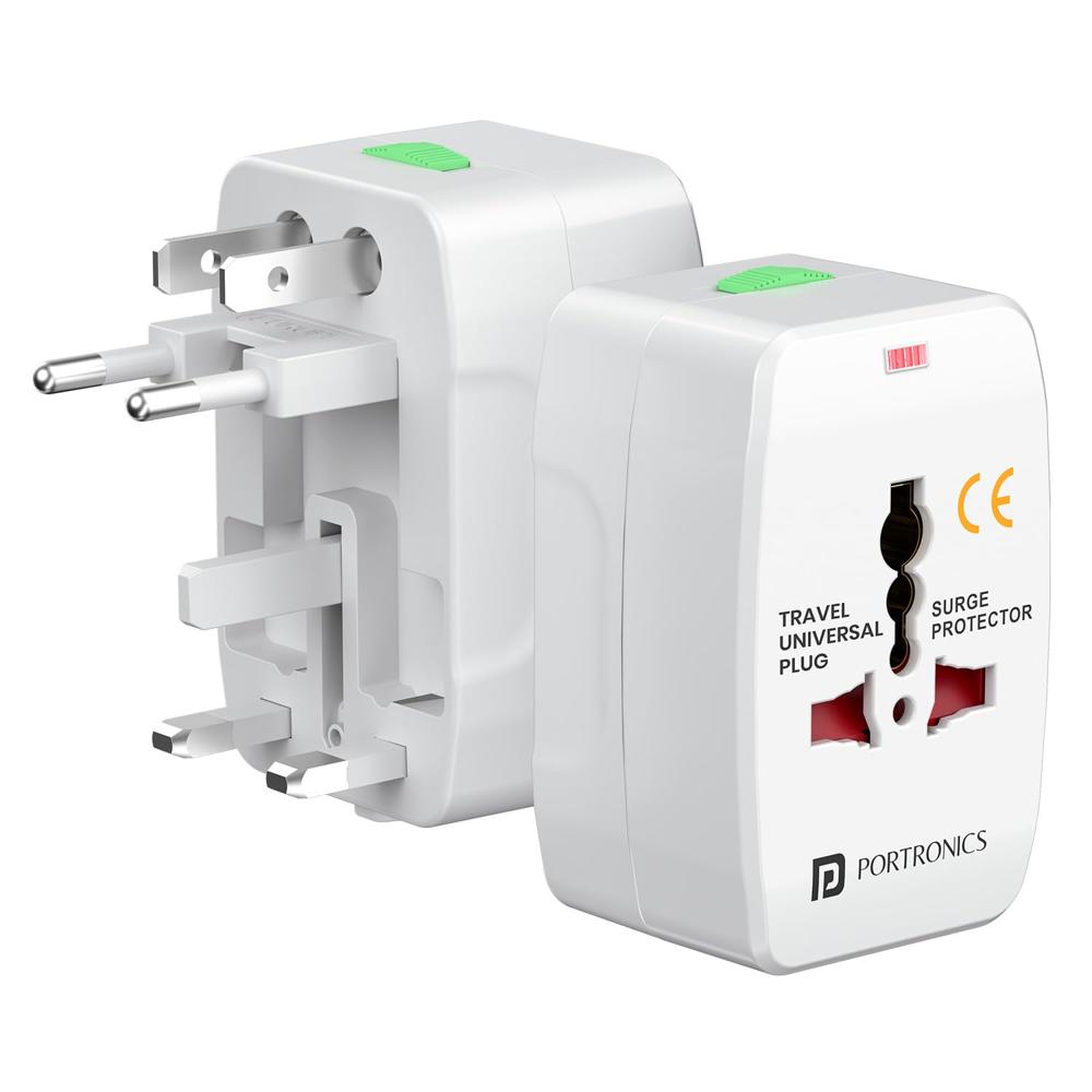 Portronics Juicemate Go यूनिवर्सल ट्रैवल एडाप्टर 6A एसी सॉकेट के साथ