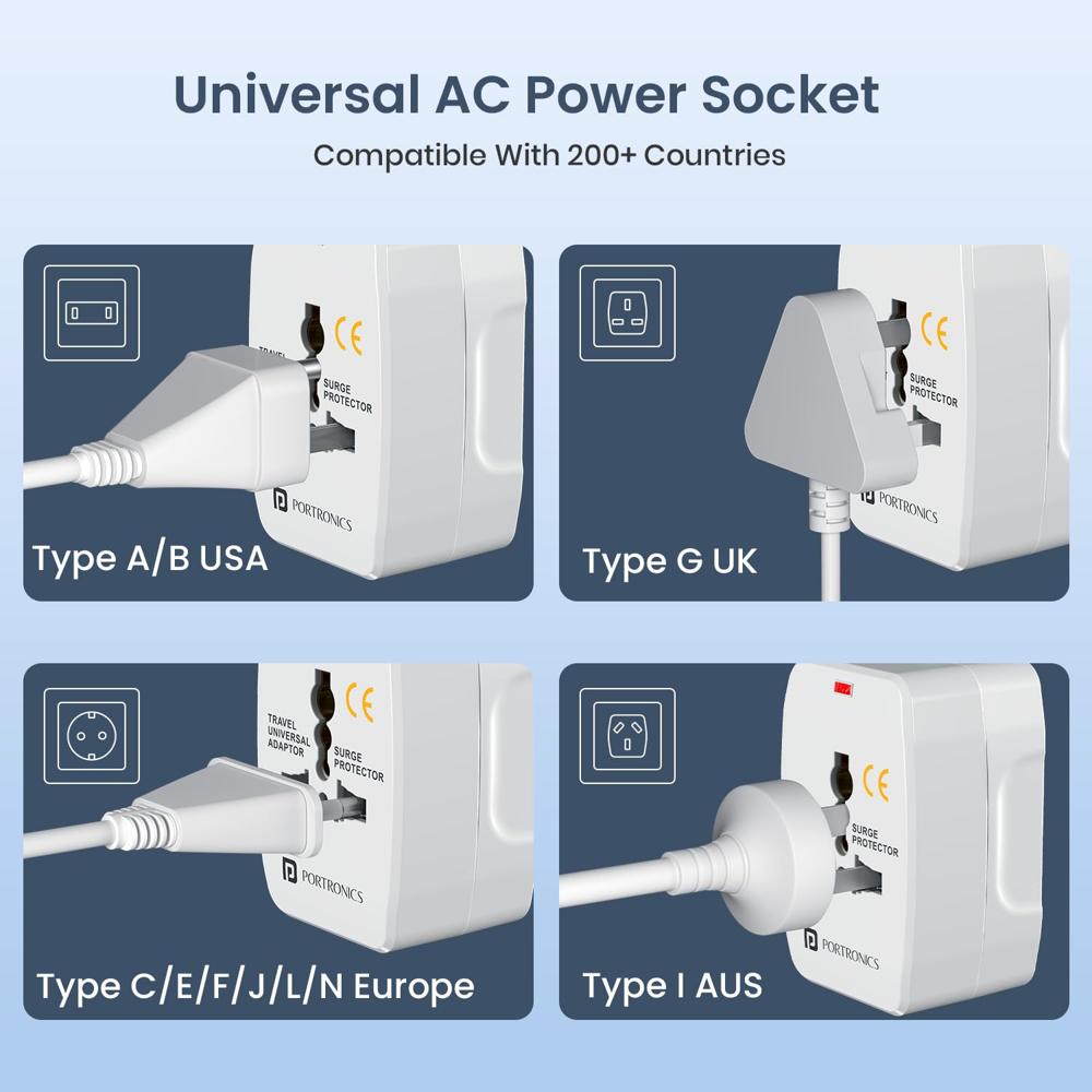 Portronics Juicemate Go Universal Travel Adapter with 6A AC Socket