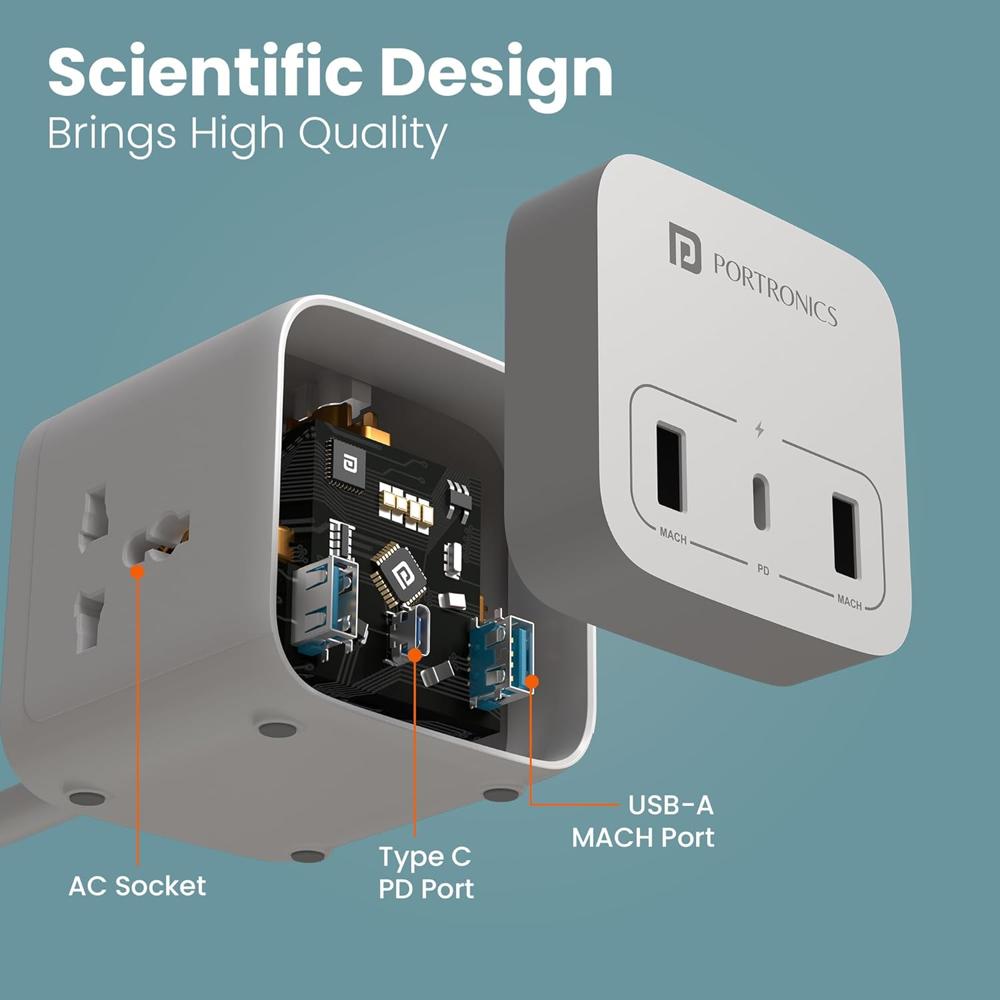 Portronics 20W Volt 20 High Speed Smart Desktop Charger with 3M Copper Cable