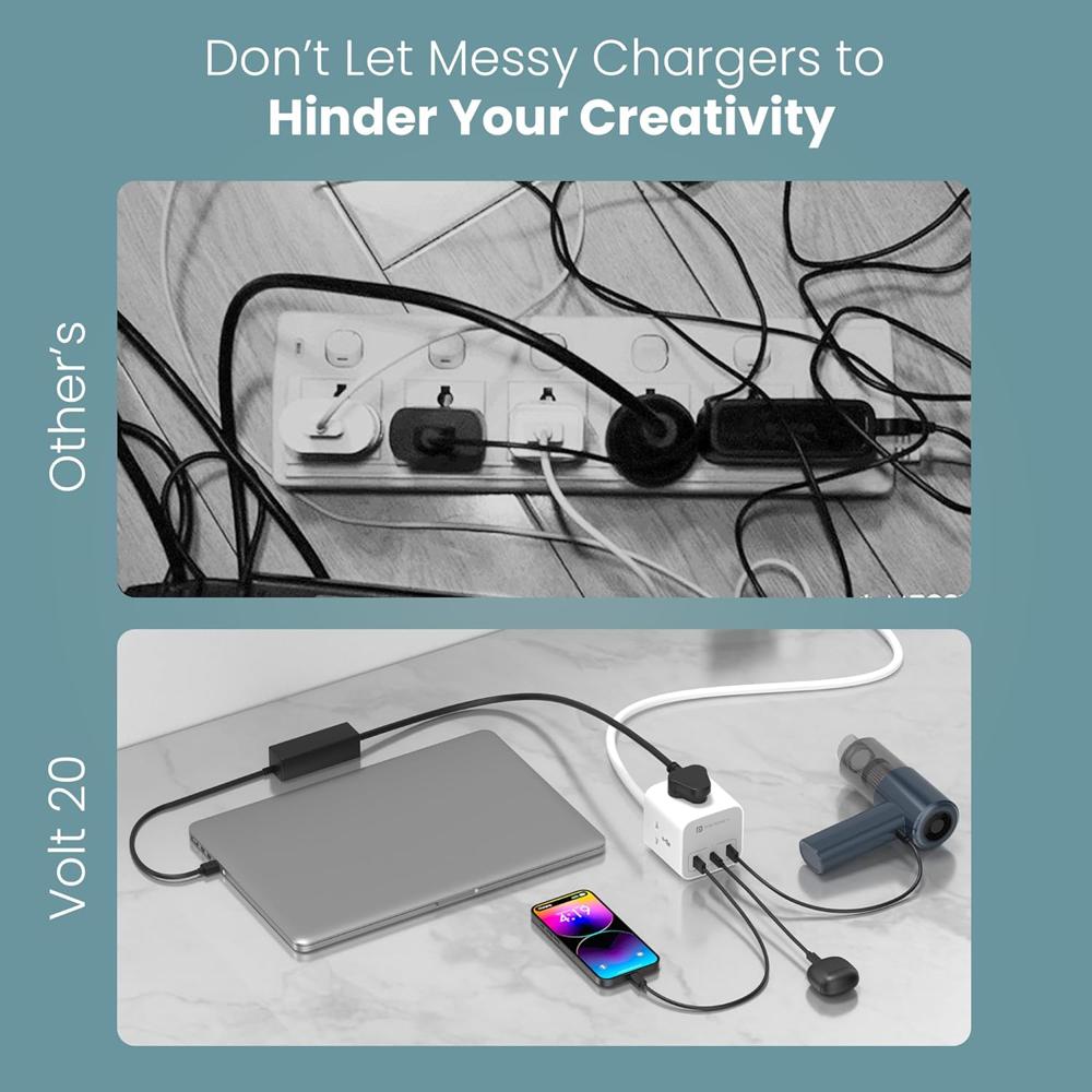 Portronics 20W Volt 20 High Speed Smart Desktop Charger with 3M Copper Cable