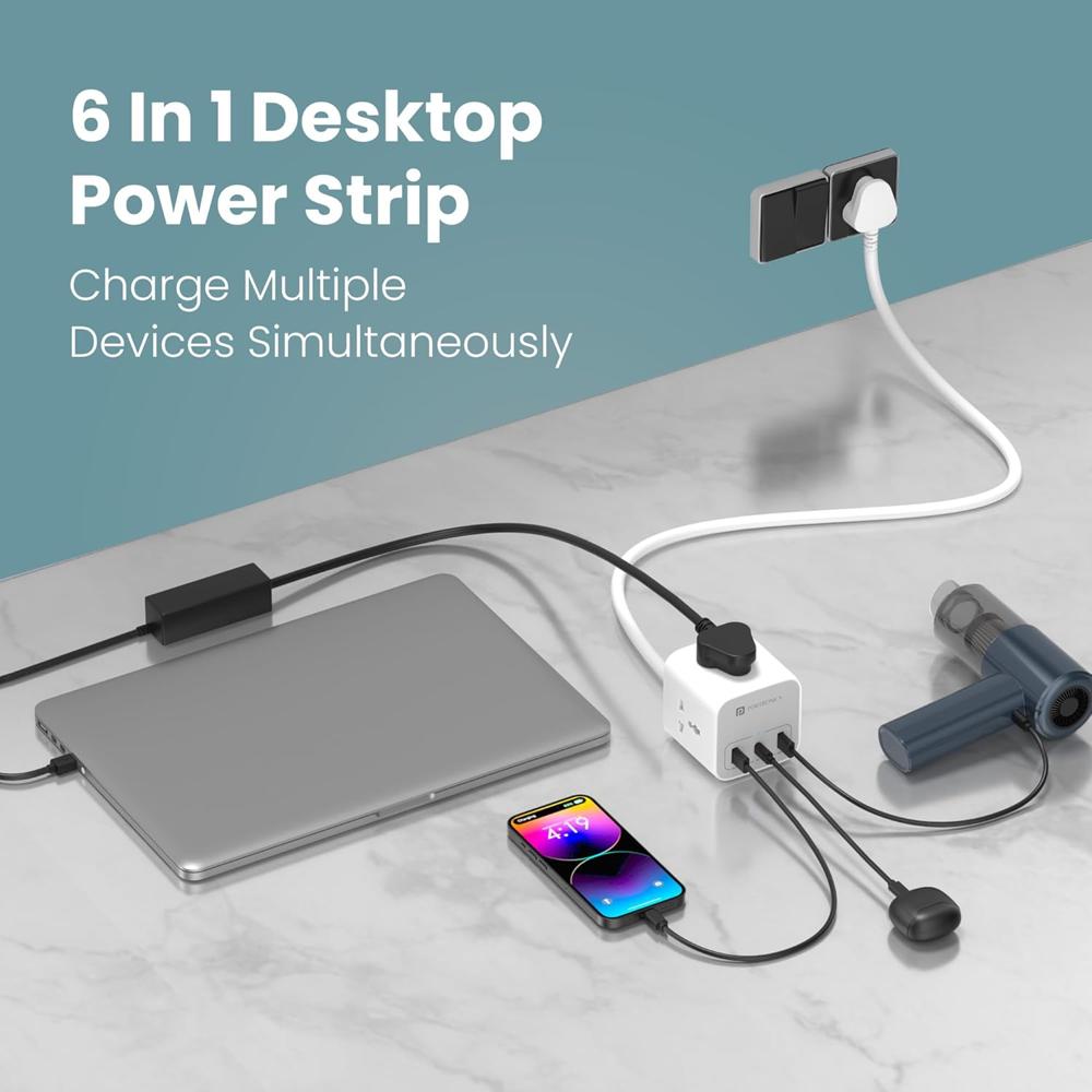 Portronics 20W Volt 20 High Speed Smart Desktop Charger with 3M Copper Cable