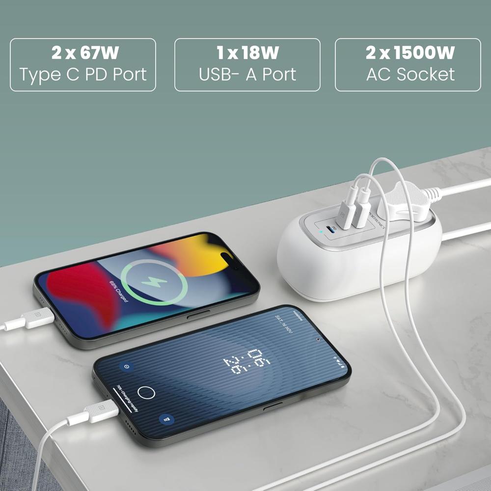 Portronics 67W Volt 65 Pro High Speed Smart Desktop Charger, 1M