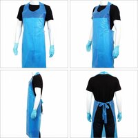 Disposable Apron - Polyethylene 48x28 Inches Blue, Integrated Neck Hole, Tie-on Waist Straps, Tear Resistant