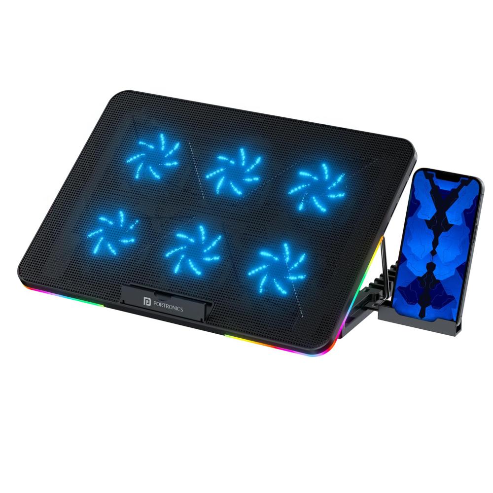 Portronics My Buddy Air Cooling Pad Laptop Stand With 6 Cooling - Color: Black