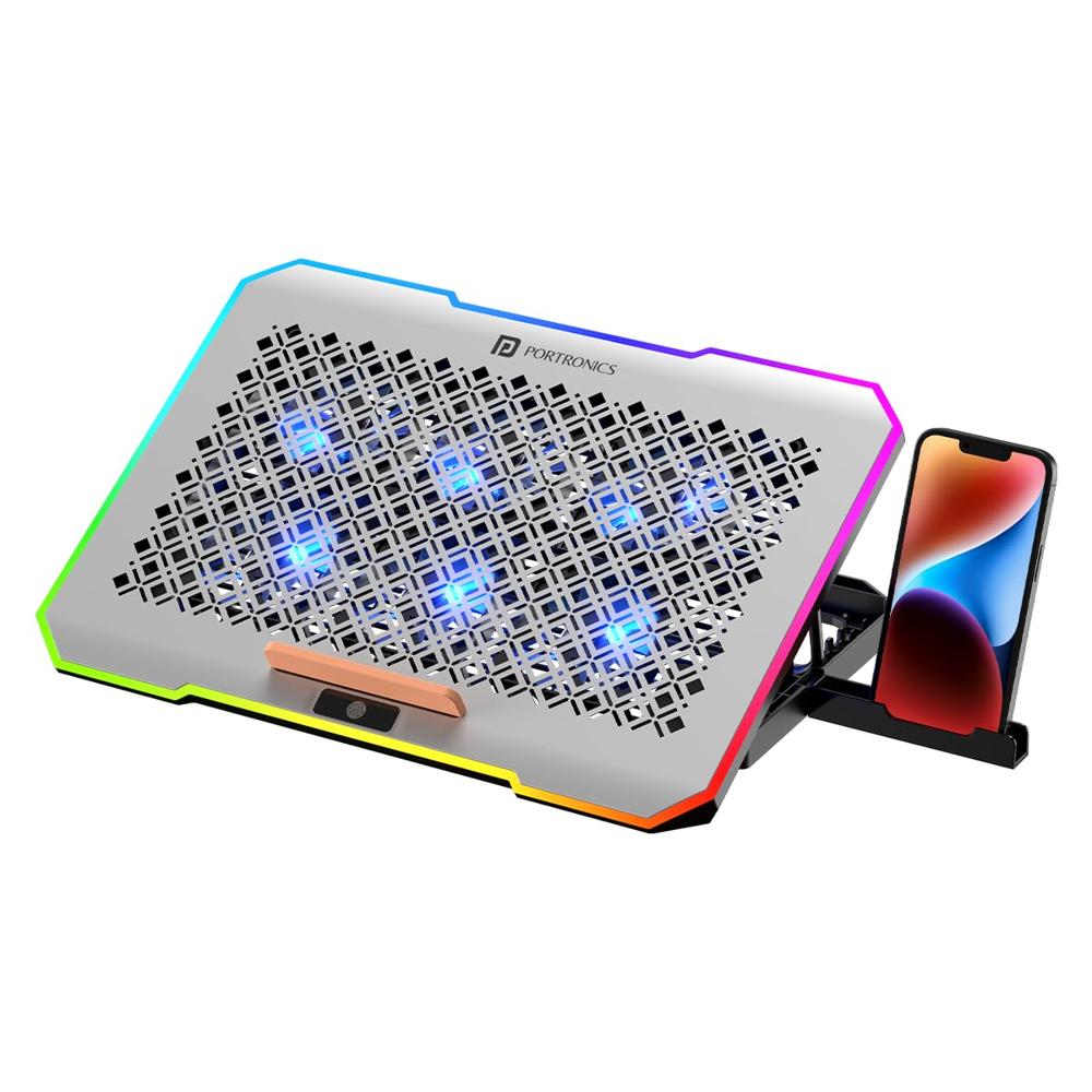 Portronics My Buddy Air Pro Laptop Cooling Pad with 6 Cooling Fans, 5-Level